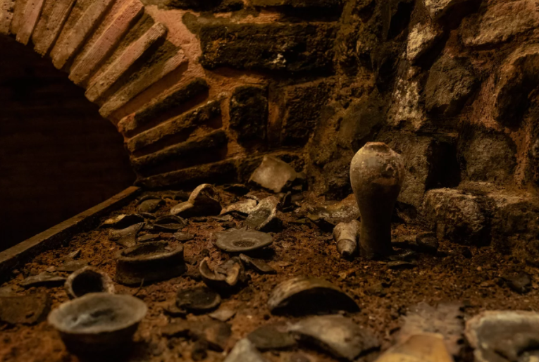 Stone pottery in a basement